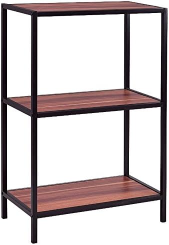 3 Tier Storage Shelf Rack Metal Frame Large Storage Space Bookcase Bookshelf Book Photo Potted Plants Display Organizer Freestanding Home Kitchen Bathroom Furniture Decoration Smart Compact Design