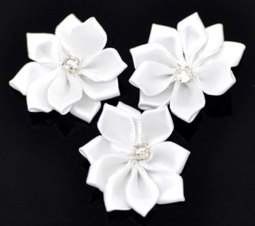200Pcs White Rhinestones Scrapbooking Embellishments Ribbon Rhinestone Flowers Wedding Scrapbooking Acrylic 30mm Dia