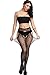E-Laurels Womens High Waist Fishnet Tights Suspenders Pantyhose Thigh High Stockings Black