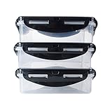 6 Pack Fitness Sure Seal Containers Square Clear/Black Set of 3