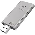 [Apple Mfi] Iconnect 64 GB Mobile Flash Drive w/ Lightning Connector for iPhones, iPads, iPod Mac & PC USB 3.0 (Iron Gray)