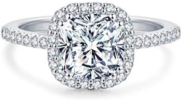 Florence Jewelers 18K Gold Plated Halo Cushion Cut Cubic Zirconia Engagement Ring, Sizes 6-8