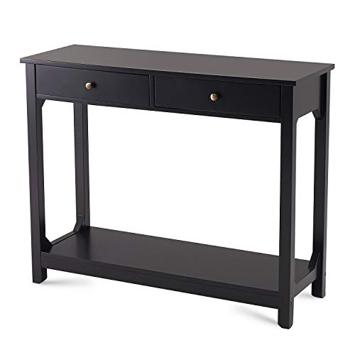 Grey Finish 3 Tier Console Sofa Entry Table With Shelf Nightstand Bookshelf 2 Drawers By Ehp Home Kitchen Furniture