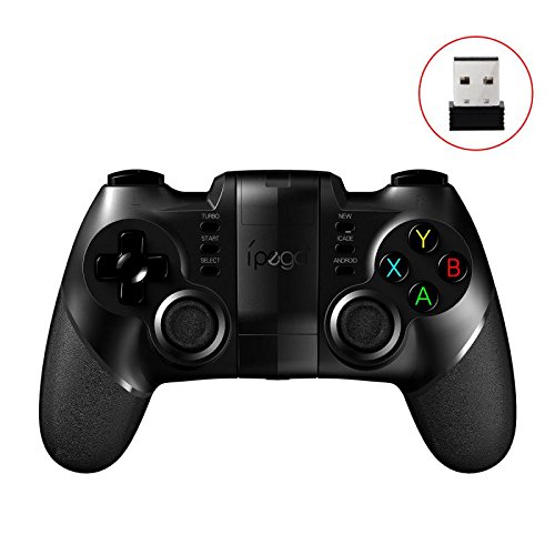 iPega 9076 Rechargeable Bluetooth & 2.4G wireless Gamepad/ Video Game Controller for PS3/Windows/Android/iPhone/iPad/VR with Touch Pad and Phone Holder