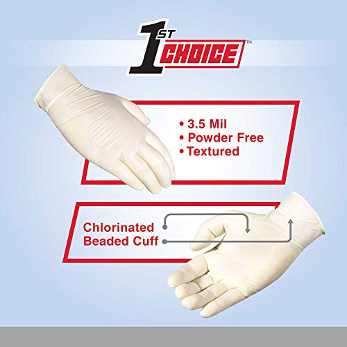 image for 1st Choice Ivory Latex 3.5 Mil Thick Disposable Gloves, Large, Case of