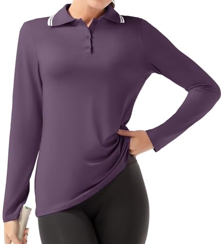GGOV Women's Golf Polo Shirts Long Sleeve Workout Tops UPF 50+ Sun Protection Q…
