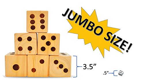 image for GSM Brands Giant Dice - Wooden Set for Yard & Lawn Games - Play BIG Ju