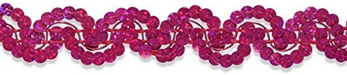Decorative Trimmings Sequin Trim New Orleans ,Fuchsia Holographic, 6 YD