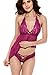 JuicyRose Women's Sexy Lingerie Lace Sleepwear Halter Babydoll V-String Miniskirt (US XXL=Tag XXXL, Purple)