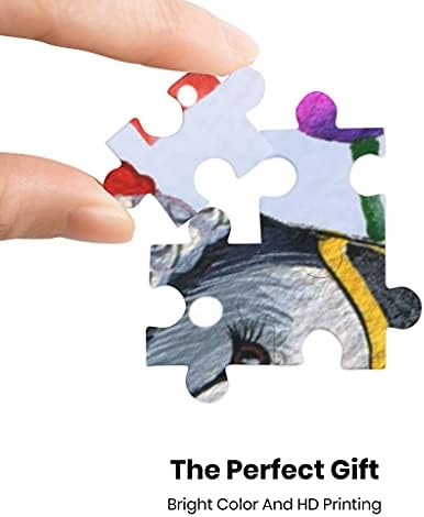 Colorful 500-piece puzzle featuring an angel with a halo, holding a bouquet of flowers, against a vibrant background.