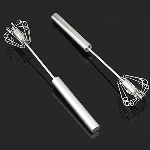 BleuMoo Manual Self Turning Stainless Steel Miracle Push Magic Whisk Mixer Egg Beater