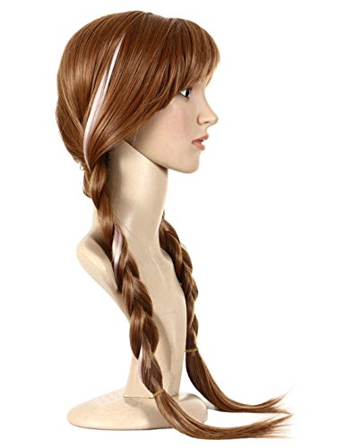 Anogol Free Hair Cap +Movie Cosplay Wig Party Wigs Brown Braid Wig Halloween Wig(Brown,1-Pack)