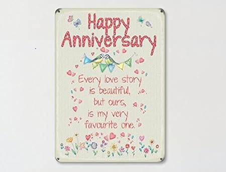 Feliz aniversario cada historia de amor..., coloured metal imán ...