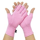 Vive Pink Arthritis Gloves - Rheumatoid Compression Hand Glove for Men & Women - Osteoarthritis, Arthritic Joint, Computer Typing Pain Relief - Carpal Tunnel Wrist Support - Open Finger