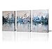 ARTLAND Modern Framed Abstract Oil Painting Blue Villages 3-Piece Gallery-Wrapped Wall Art on Canvas Ready to Hang for Living Room for Wall Decor Home Decoration 16x36inches