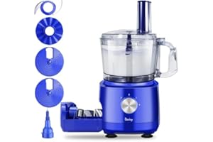 Davivy Food Processor 7 Cup,Built-in Storage Drawer Small Food Processor with 10 set blades,French fry cutting,Wavy slicing f