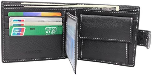 LOMORY Multi Card Extra Capacity Travel Wallet Luxury Genuine Leather Trifold Wallet with Coin Pocket for Men (Black)
