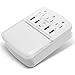 Rnd Wall Power Station Includes 3 AC Plugs and 4 USB Ports (4.8A Total) with Surge Protection and Slide-Out Holder for iPhone, Ipad, Samsung Galaxy, LG, HTC, Moto and All USB Compatible Devices