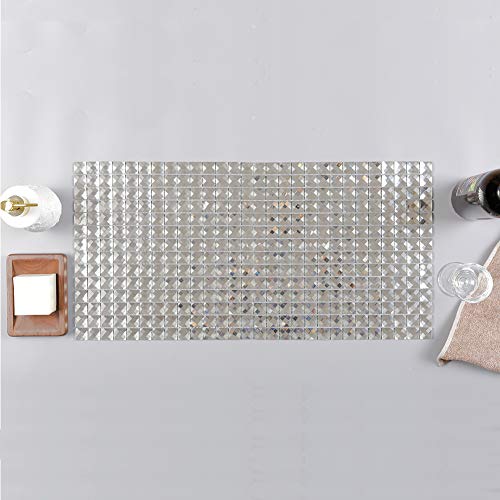 Soulscrafts Beveled Crystal Mirror Glass Mosaic Tiles Silver 12x12 Inch