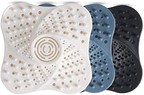 3 PCs Shower Drain Cover Hair Catcher Silicone Sink Strainer Bath Plug Hair Trap for Bathroom Bathtub