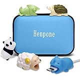 Henpone 5PCS Cute Animal Cable Bites (Panda + Chameleon + Hedgehog +Sheep + Elephant) Compatible for iPhone Cable Bite Cord Data Line Protector Cell Phone Accessories
