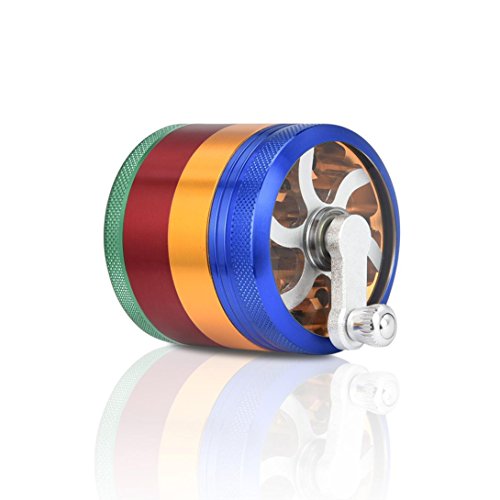 Snowfoller Multicolor Grinder - Tobacco Herb Weed Grinder with Pollen Catcher - 4-layer 54mm Metal Herb & Spice Mills with Mill Handle