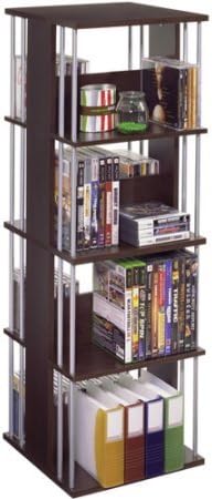 216 CD/144 DVD/Blu-Ray/Games Spinner Stand, Multimedia Capacity Storage Racks, Media Collection Tower, Space-Saving, 360 Degrees Rotatable, Adjustable, 8 Shelves, Functional Storage Unit