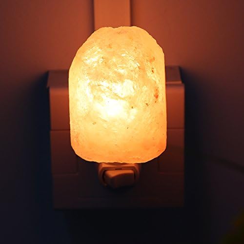 Wishwill Portable Hand Carved Natural Crystal Himalayan Salt Lamp mini Nursey Night Light with Wall Plug for Home Office Living Roon Bathroom Decorations (Original shaped)