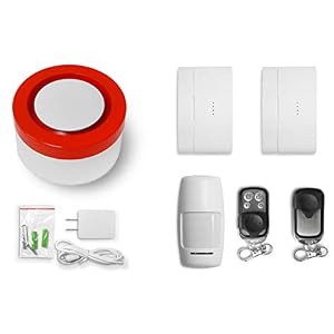 Raynon WiFi Home Security System Base Kit, Alarm, Door Sensor, PIR Sensor, Remote Control