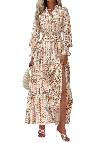 PRETTYGARDEN Women's Floral Maxi Dress 2025 Fall Long Sleeve V Neck Casual A Line Long Flowy Boho Party Dresses