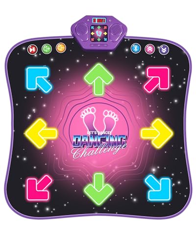FlySheli Dance Mat for Boys and Girls, Electronic Dance Pad with 8 Key Luminous,Music Dance Game Toy with 4 Game Modes&Adjustable Volume,Birthday&Christmas Gift for 3-12 Year Old Kids