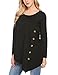 Finejo Women's Casual Short Sleeve Round Neck Irregular Hem Asymmetrical Loose Tunic Tops