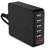 WAWO 35W 6 Port, 1 Qualcomm 2.0 Quick Charge Port Smart USB Wall Charger - Black