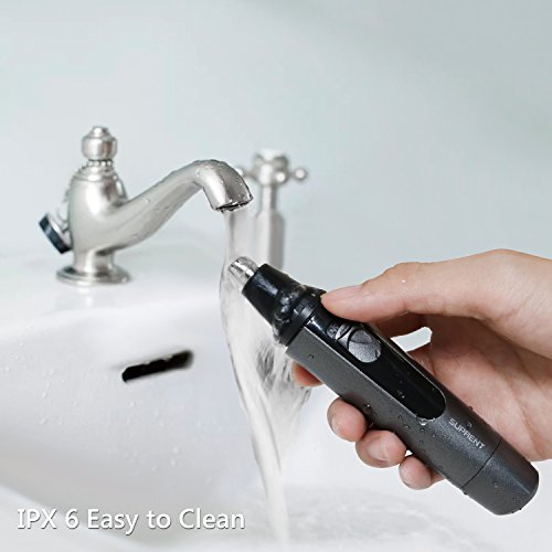 SUPRENT Men's Nose & Ear Hair Trimmer, Wet/Dry Nose Hair Clipper for Businessmen with Duck and LED Light, Waterproof Stainless Steel Rotation Blade, 1 AA Battery-Include (Gray) - Thumbnail 5