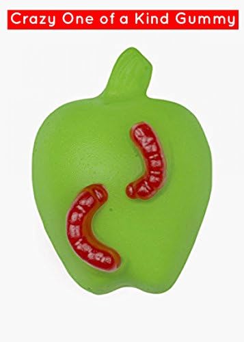 Giant "Sour Apple" Gummy Apple! w/ Worm Giant Gummy Apple with Worm Gummy Candy (7oz). (Sour Apple)