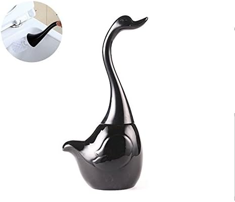 Toilet Brush with Holder,Apr Store Bathroom Soft Bristled Detachable Swan Toilet Brush (Black)