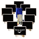 10Piece Mini Rectangle Chalkboard Stands / Signs with 6Piece Colorful Chalk and Cleaning Cloth for Weddings,Parties,Table Top Numbers,Food Presentation and Special Events Decoration