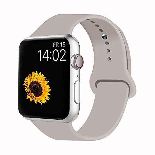 VATI Sport Band Compatible for Apple Watch Band 38mm 40mm, Soft Silicone Sport Strap Replacement Bands Compatible with 2019 Apple Watch Series 5, iWatch 4/3/2/1, 38MM 40MM S/M (Stone White)