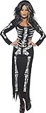 Smiffys Women's Skeleton Costume Tube Dress with Long Sleeves, Black/White, 1X