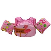 Silfrae Swimming Vest Flotation Jacket Swim Jacket Learn to Swim Device Toddler Floaties Device for Pool 30-50 lbs(Pink-Flamingo)