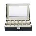 Super Z Outlet 12 Slot Black Faux Leather Watch Necklace Bracelet Jewelry Case Storage Display Box for Home Organization