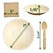 KIKI Green Compostable Bowls Set 7 Inch Round Deep [25 Disposable Bowls 25 Wooden Spoons 50 Unbleached Tissues] We Use Natural Products It is Alternative to Paper Bowls