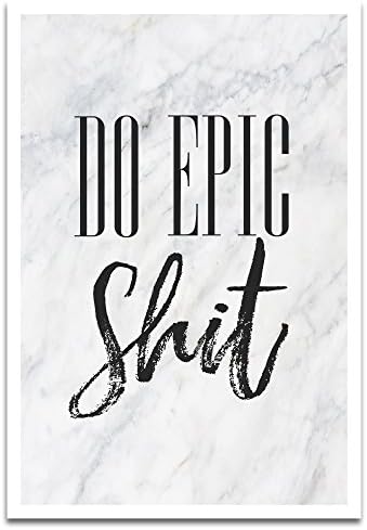 Visionary Prints Do Epic by Modern Typography Art Print. Motivational Quotes Poster Print. Black, 13" x 19"
