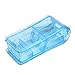 Excellent Portable Clear Pill Splitter, Effective Finger Protecting Pill Cutter with Safe Shield for Big and Small Pills, Vitamin Cutter with V-Grip and Two Devided Pill Compartments by MEETWIN (Blue)