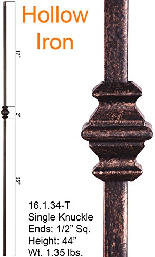 Oil Rubbed Bronze 16.1.34-T Hollow Single Knuckle Iron Baluster for Staircase Remodel, Box of 5
