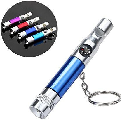 Keychain Flashlight, Lary intel Mini LED Flash lights Keychain Compass Whistle Battery Included Torch Light for Camping, Hiking, Outdoor Activities(random color)