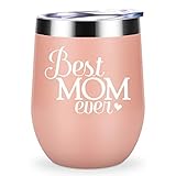 Best Mom Ever - Funny Mom Gifts for Mother’s Day, Mom Birthday from Daughters, Sons - Unique Gifts for Moms, Mama, Mommy, Wife, Her, Women - LEADO Stainless Steel Insulated Novelty Wine Tumbler Cup