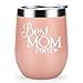 Best Mom Ever - LEADO 12 oz Stainless Steel Wine Tumbler with Lid and Straw, Insulated Stemless Novelty Valentine's Mom Sippy Cup, Perfect Birthday Gift for New Mother, Mom To Be (Blush Gold)