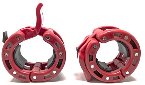 UPC 045933199575, Clout Fitness PRO Premiere Quick Release Pair of Locking 2&quot; Olympic Size Barbell Clamp Collar by (Red 2-Pack)