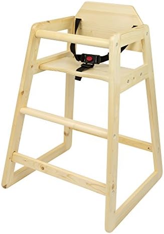 Baby Toddler Kids Wooden Feeding Highchair Seat from Natural Pine with Safety Belt Stable Secure Children's Chair for Feeding